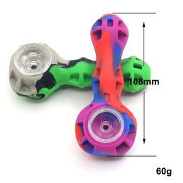 New arrival Silicone Tobacco Smoking Cigarette Pipe Mini Water Bong Hookah multi Colours Portable Shisha Hand Pipes with Glass bowl