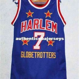 Cheap #7 Too Tall Harlem Globetrotters Basketball Jersey Blue Embroidery Stitched Custom Any Number and Name Retro Throwbacks Jerseys vest S