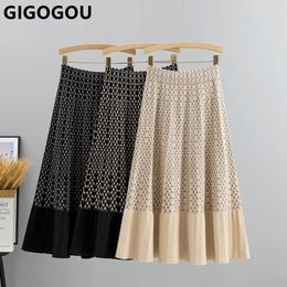 GIGOGOU Luxury Knit A Line Women Sweater Skirt Autumn Winter Long Maxi Warm Skirt Fashion Thick Midi Lady Skirts 220818