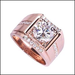 With Side Stones Moissanite Diamond Ring For Men Generous Engagement Wedding Jewellery 18K Rose Gold Sier Rings Drop Deliver Carshop2006 Dhybf