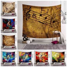 Wall Hanging Living Room Sofa Bedroom Music Symbol Printed Tapestry Style Rugs Home Decor Cloth Beach Towel J220804
