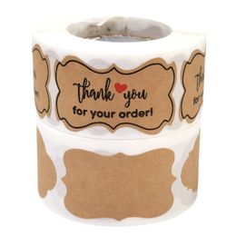 Wholesale Kraft Paper Thank You Stickers Gift Blank Sealing Sticker Cake Box Packaging Supplies 1222876