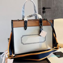 Designer -Canvas Tote Bag Shopping Handbags Single Shoulder Handbag Purse Messenger Bag Two Piece Set Large Capacity Wide Weave Strap Genuine Leather Handle