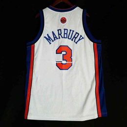 100% Stitched Stephon Marbury #3 Sewn Jersey WHITE Mens XS-6XL Stitched basketball Jerseys Ncaa
