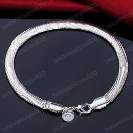 925 Sterling Silver 6mm Side Snake Chain Bracelet For Women Wedding Engagement Party Fashion Jewelry