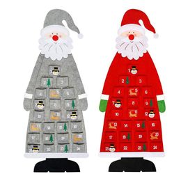 Felt Christmas Tree Calendar Ornament Decorations Santa Claus Countdown Wall Ornaments With 24 Pockets Year Decor Props