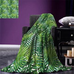 Blankets Leaf Throw Blanket Tropical Exotic Banana Forest Palm Tree Leaves Watercolour Image Warm For Bed Couch Light GreenBlankets BlanketsB