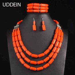 Bangle Designer Uddein Nigerian Wedding Indian Jewellery Sets Bib Beads Necklace Earring Bracelet Statement Collar African Set