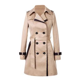Spring Autumn Trench Coats Women Slim Double Breasted Ladies Coat Long Windbreakers Large Size Overcoat Femmino 220818