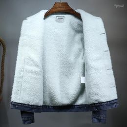 Men's Jackets Thick Warm Denim Jacket 2022 Autumn Winter Fashion Casual Classic Blue Grey Fleece Jeans Coats Male Brand Men Clothing