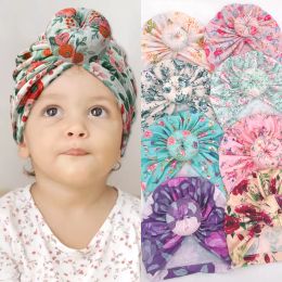 printed doughnut Indian Pullover HAT baby Turban Hat newborn infant floral cap
