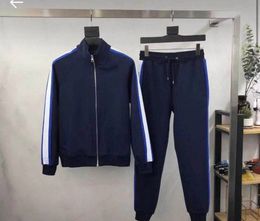 Autumn and winter 2022 new brand designer tracksuits fashion stripe stitching design casual tracksuit highquality cotton material mens luxury tracksuit