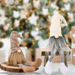 Christmas Gnomes Decorations Handmade Swedish Tomte with Long Legs Scandinavian Figurine Plush Elf Dolls