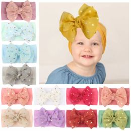 New lace Butterfly Hair Band baby girl soft nylon wide dots hairband newborn Headband