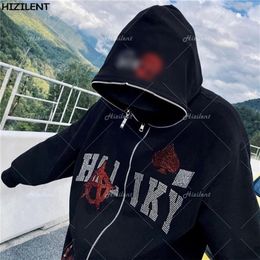 Y2K Skeleton Zip Up Oversized Sweatshirts autumn Goth Hoodies Women Grunge Hooded Jacket Streetwear Y2K clothing 220817