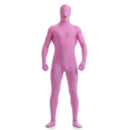 Mens Catsuit Costumes solid Colour Spandex Unitard Full Bodysuit Costume unisex jumpsuit Costumes Long Sleeve tights open mouth hole for kids adluts