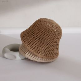 Ins Hollow Women Knit Bucket Cap Summer Korean Simple Fisherman Hat Japanese Casual Shade Bob Hats Y220818