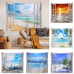 Home Decor Tapestry Fresh Landscape Bedroom Window Sill Wall Hanging Decoration Background J220804