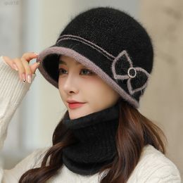 warm Girl Winter Autumn beret hat for women Wool knitted hat for mom Rabbit fur beret solid fashion lady cap fall hat Female cap Y220818