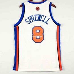 100% Stitched Latrell Sprewell Sewn Jersey Mens White Xs-6xl Stitched Basketball Jerseys