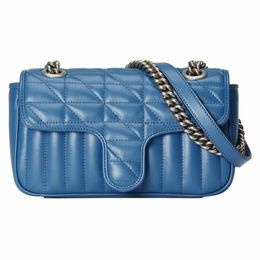 New Women's shoulder bag Blue Quilted Leather microfiber lining and adjustable shoulder strap vintage silver accessories small 26cm mini 22cm 476744