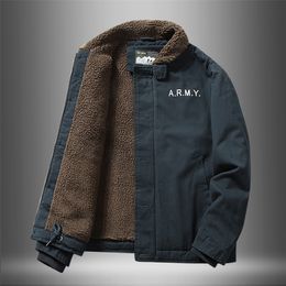 Jacket Men Imitated Lamb Fur Short Winter Thick Collar Plus Fleece Tooling Bomber Cotton Clothes 220819