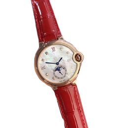 Fashion Women's Watch 36mm Quartz Movement 316 Stainless Steel Case Leather Belt Sapphire Mirror Sun Moon Star Life Waterproof luxury watches gold watch pink 2022 AAA