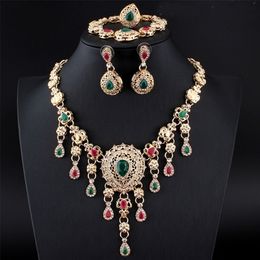 Indian Jewellery Aesthetic Necklace Set Fashionable Earrings Wedding Accessories Womens Ring Bracelet 4 Pieces 220810