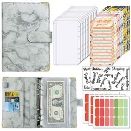 A6 Budget Planner Binder Cash Envelopes Party Favor Leather 6 Ring Bill Organizer 12 Binder Pockets 12 Sheets Card