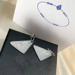 Dangle Earrings Ladies Designer Chandelier Wedding Jewellery S925 Sterling Silver Rhinestones Inlaid Diamond Metal Triangles Jewellery