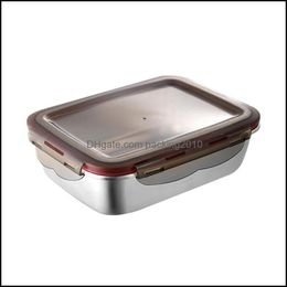 Dinnerware Sets Stainless Steel Lunch Box Sealed Fresh-Kee Boxes Office Bento Container Drop Delivery 2021 Home Garden Kit Packing2010 Dhraa