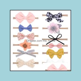 Hair Accessories Europe Infant Baby Bowknot Flowers Headband Elastic Children Soft Band Kids Girls Headbands Bandanas Hairband Mxhome Dh1Di