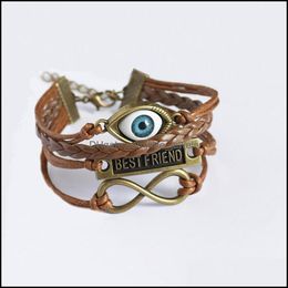 Charm Bracelets For Women Angel Evil Eye Braclet Men Male Vintage Jewellery Leather Bracelet Drop Delivery 2021 Bdejewelry Dhl02