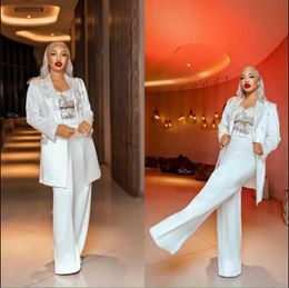 Women's Two Piece Pants Elegant White Women Mother Of The Bride Dresses Loose Casual Suit Formal Wear Custom Made 2 Pieces Set OutfitsWomen'