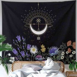 Psychedelic Moon Tapestry Flower Wall Hanging Room Sky Carpet Dorm Rugs Art Home Decoration Accessoriesstarry J220804