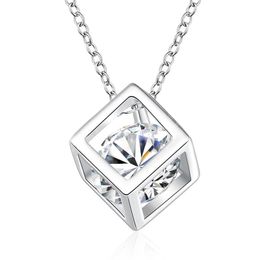 925 Sterling Silver Cubic AAA Zircon Pendant Necklace For Women Fashion Wedding Party Charm Jewelry