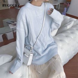 BYGOUBY Oversized Cable Twist Knit Women Tracksuits Winter Thick Warm 2 PcsPieces Sweater Suits Knitted Harem Pants Costume 220819