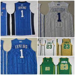 High School Irish 23 Jerseys NCAA Basketball Jerseys Blue 1 Irving White Green Stitched College Jersey Mens s