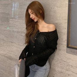 Women's T-Shirt Autumn Winter Temperament V-neck Unique Pearl Button Gold Lace Stitching Cardigan Long-sleeved Thin Sweater Coat