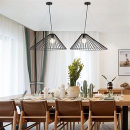 Pendant Lamps Nordic Art Line Hat Lights Bedroom Living Room Kitchen Loft Industrial Bar Decorative E27 Black Hanging LightingPendant