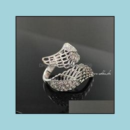 Band Rings Engagement Classical Fashion Plated Romantic Fl Of Crystal Angel Wings Ring Luxurious Drop Delivery 2021 Jewelr Carshop2006 Dh3Fn