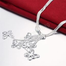 925 Sterling Silver Five Snake Chain Butterfly Pendant Necklace For Women Charm Wedding Engagement Fashion Jewelry