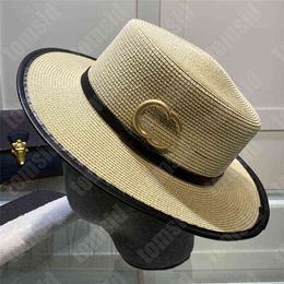 bai cheng Mens Womens Designer Straw Hat Fashion Sunhat Brand Gold Buckle Grass Braid Designers Bucket Hats For Woman Ball Cap Baseball Caps 4 Colours