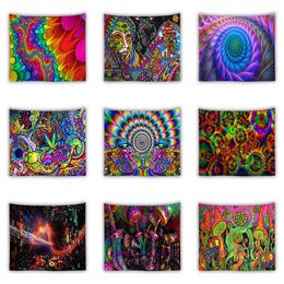 Bohemia Colourful Mandala Wall Hanging Rugs Hippie Psychedelic Carpet Mushroom Plants Music Personality Cloth J220804