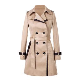 Spring Autumn Trench Coats Women Slim Double Breasted Ladies Coat Long Windbreakers Large Size Overcoat Femmino 220819
