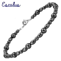 Bracelet Bangle Designer Escalus Magnetic Anklets for Ladies with Round and Oval Black Hematite Beads Promote Blood Circulation Health Fashion Jewellery