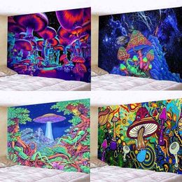 Trippy Mushroom Tapestry Hippie Colourful Art Wall Hanging Rugs Home Decoration Accessories Witchcraft Supplies J220804