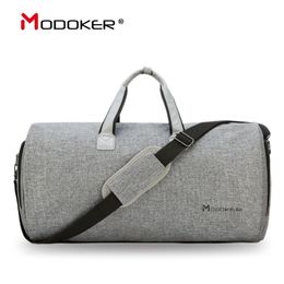 Modoker Garment Travel Bag with Shoulder Strap Duffel Carry on Hanging Suitcase Clothing Business s Multiple Pockets Grey 220819