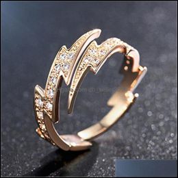 Cluster Rings Fashion Hipster Lightning Plated 18K Rose Gold Adjustable Colour Ring Female Index Finger With Exaggerated Dhseller2010 Dhmh5