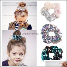 Hair Accessories Children Girls Ring Hairband Kids Glitter Sequins Hairbands Elastic Hairs Circle Rings Mxhome Drop Delivery 2 Mxhome Dhyjl